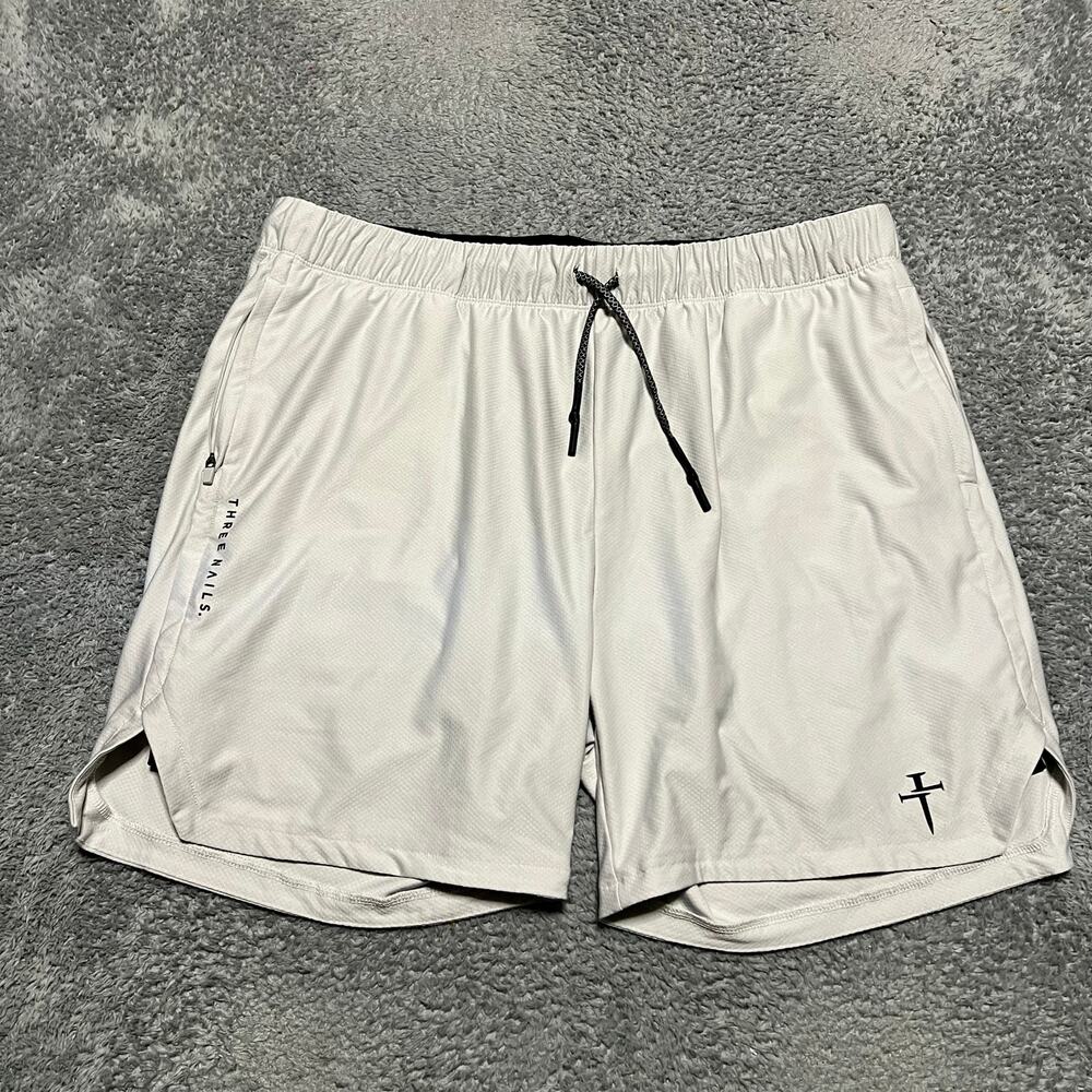 Three Nails Shorts Mens XL ? Lined Athletic Gym Running Shorts Gray